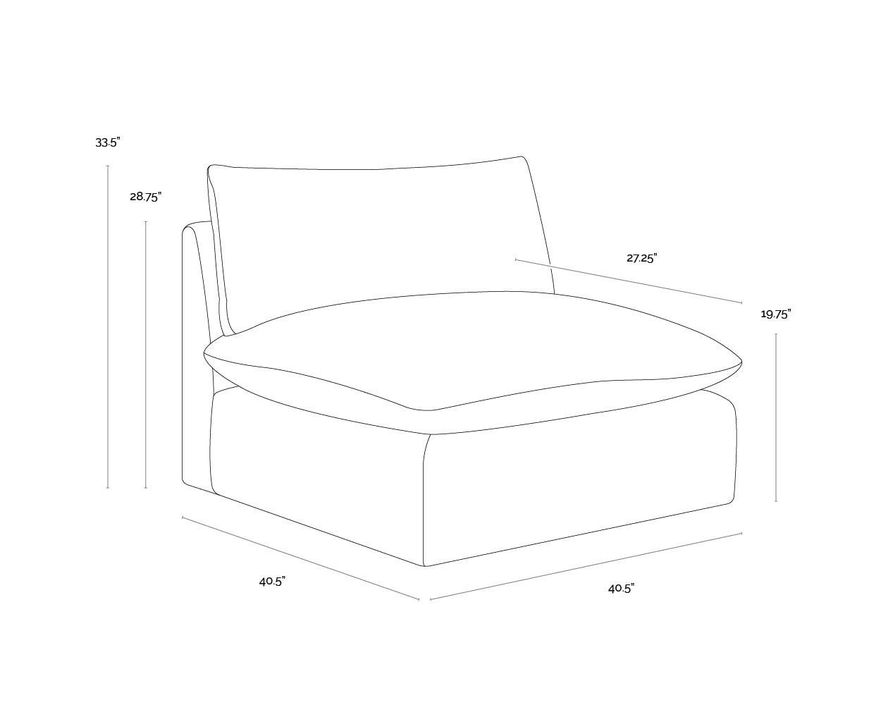 A wireframe image of the product with dimensions shown