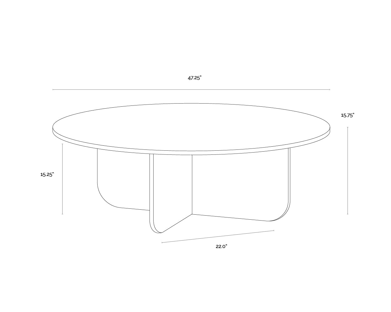 A wireframe image of the product with dimensions shown