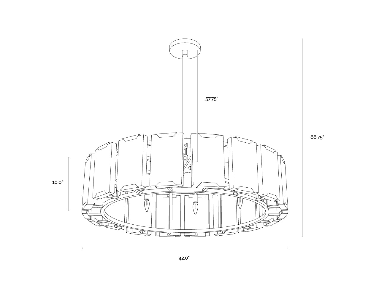 A wireframe image of the product with dimensions shown