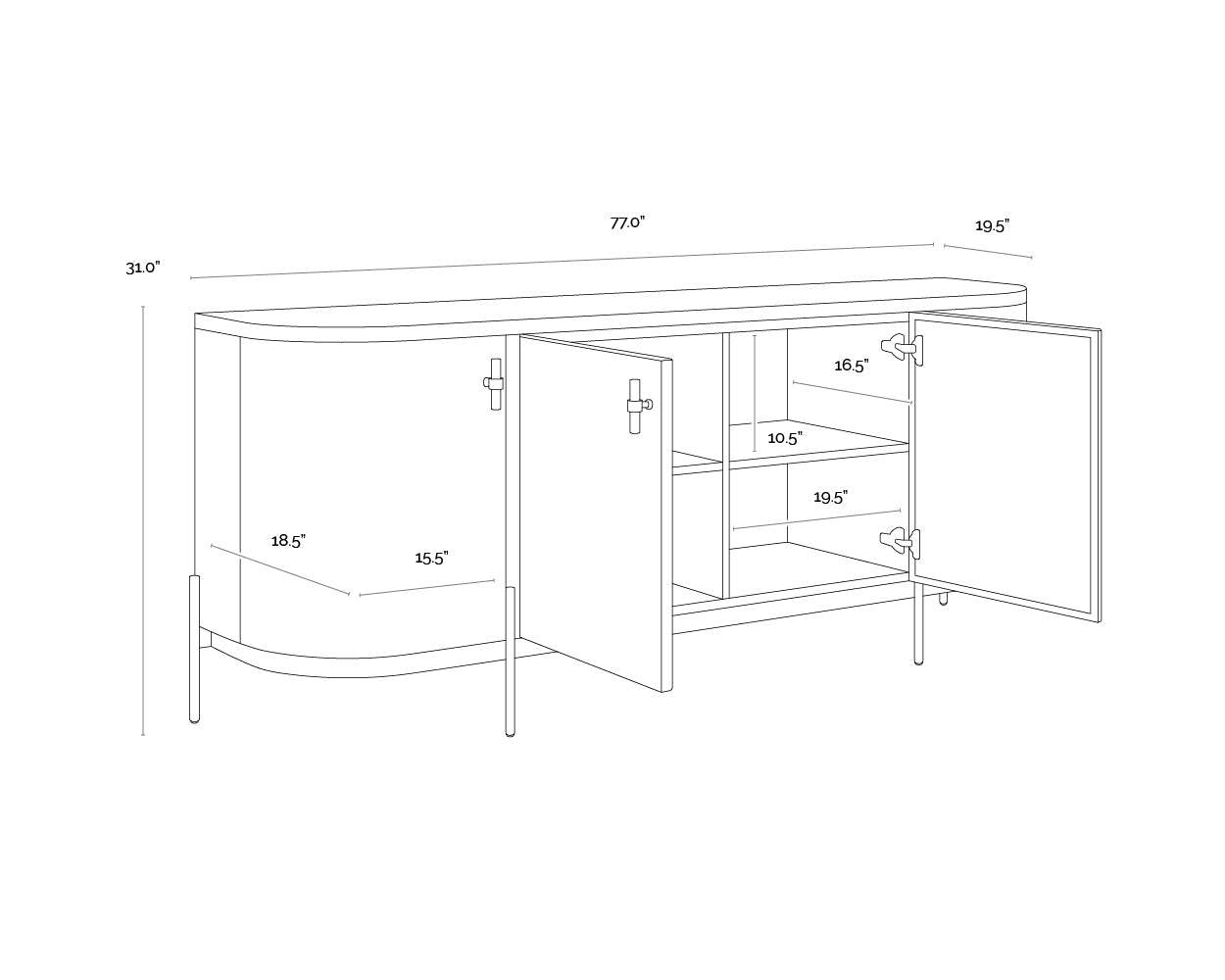 A wireframe image of the product with dimensions shown