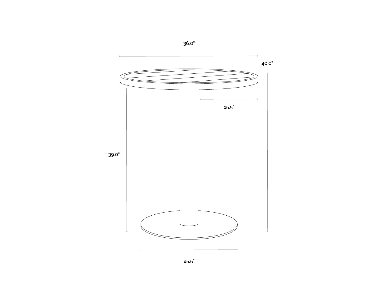 A wireframe image of the product with dimensions shown