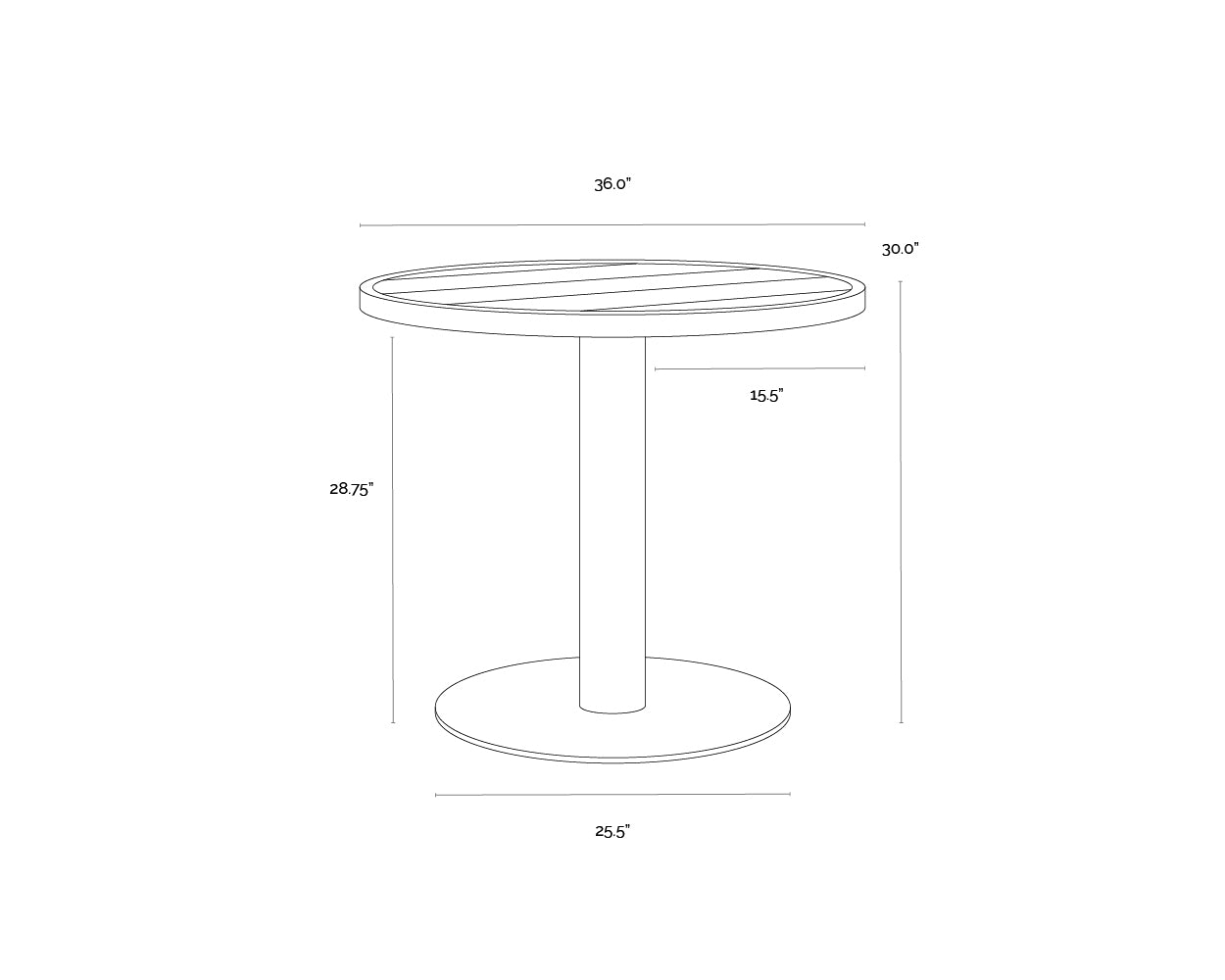 A wireframe image of the product with dimensions shown