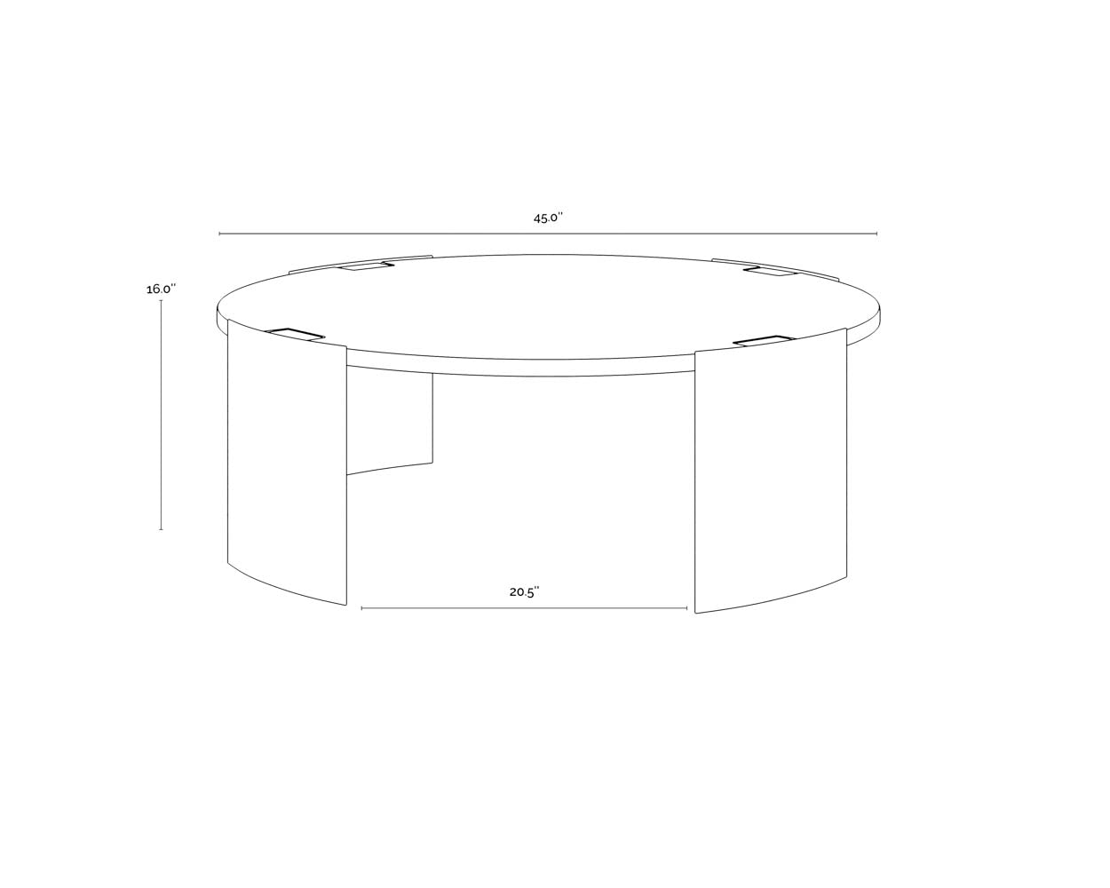 A wireframe image of the product with dimensions shown