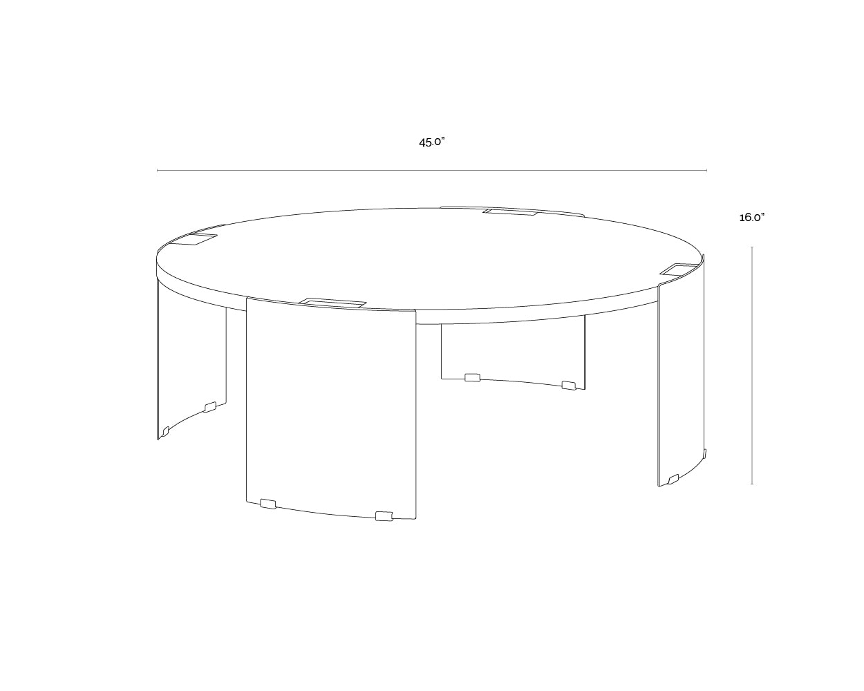 A wireframe image of the product with dimensions shown