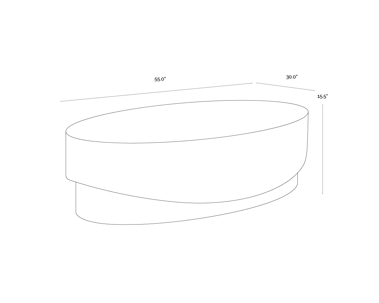 A wireframe image of the product with dimensions shown