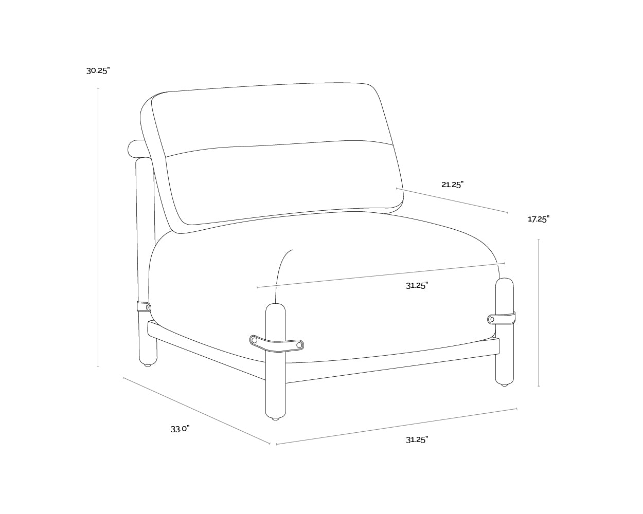 A wireframe image of the product with dimensions shown