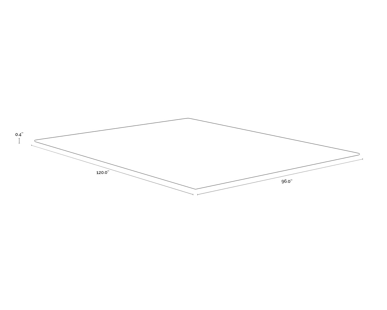 A wireframe image of the product with dimensions shown