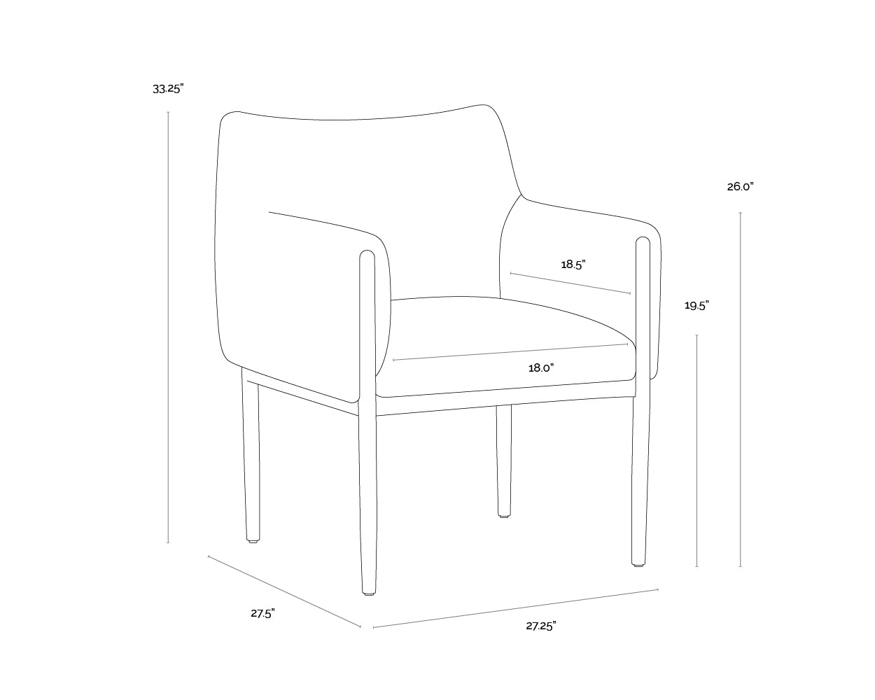 A wireframe image of the product with dimensions shown