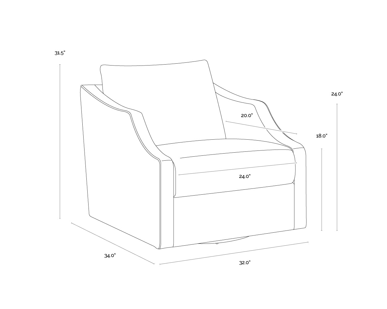 A wireframe image of the product with dimensions shown