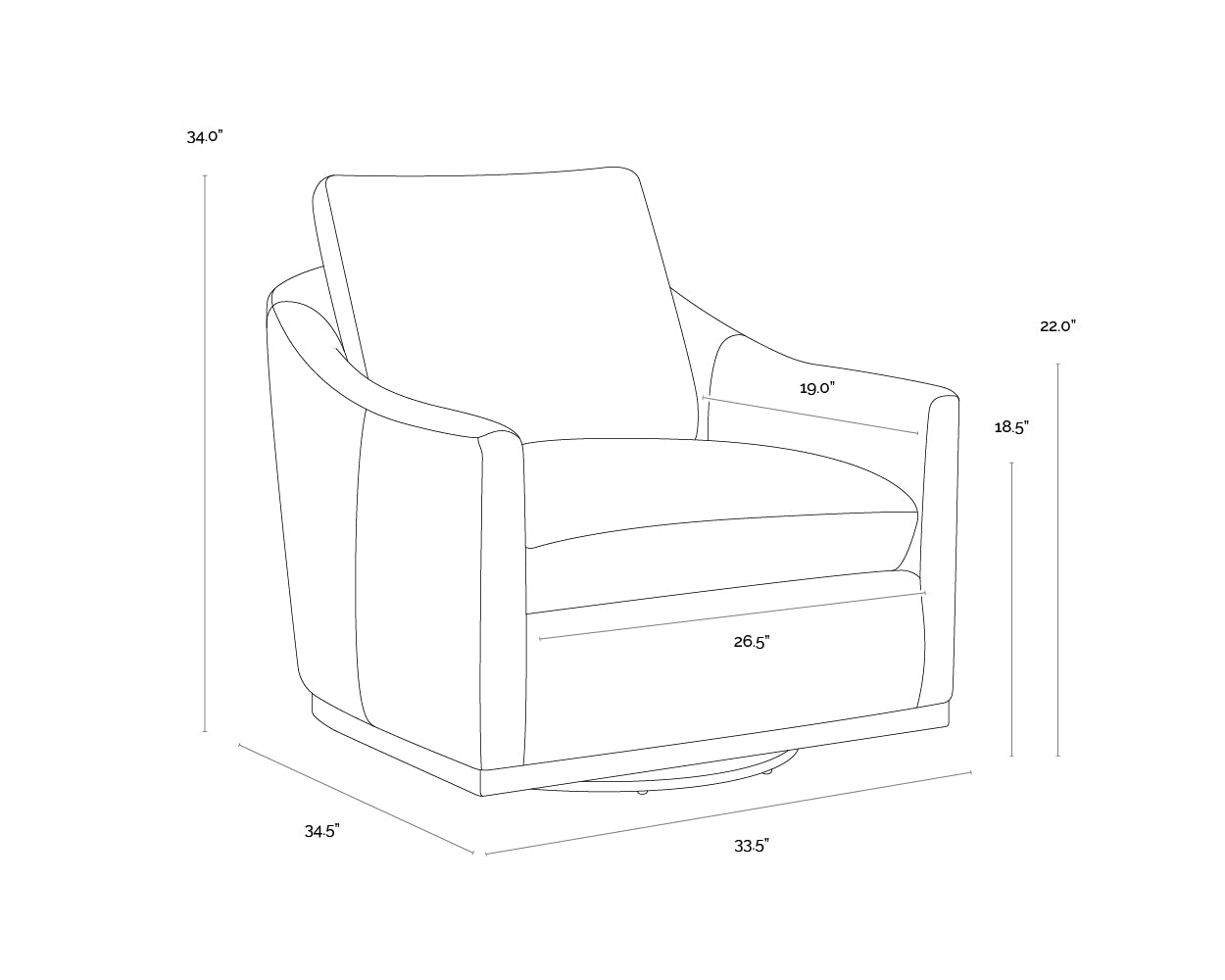 A wireframe image of the product with dimensions shown