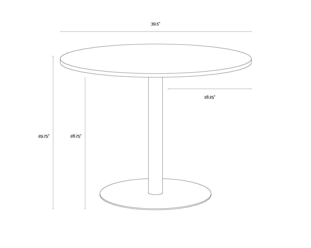 A wireframe image of the product with dimensions shown