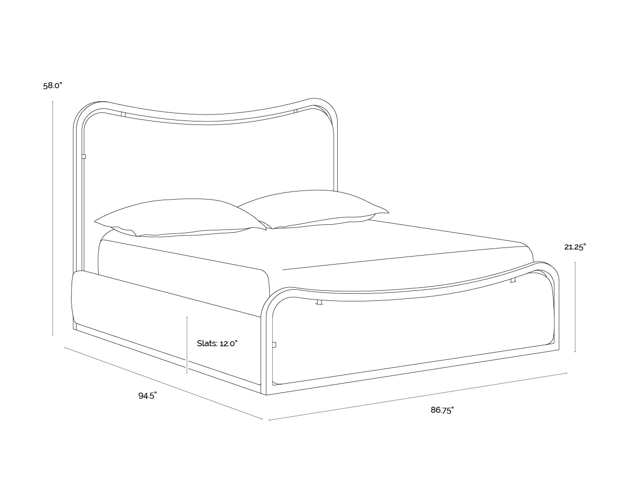 A wireframe image of the product with dimensions shown