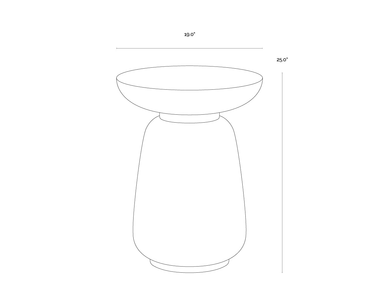 A wireframe image of the product with dimensions shown