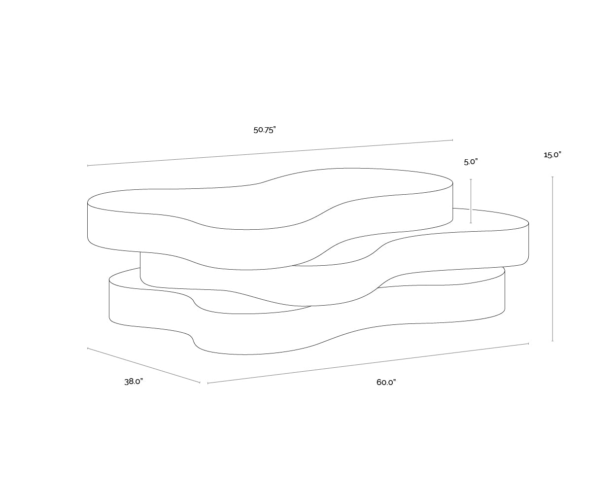 A wireframe image of the product with dimensions shown