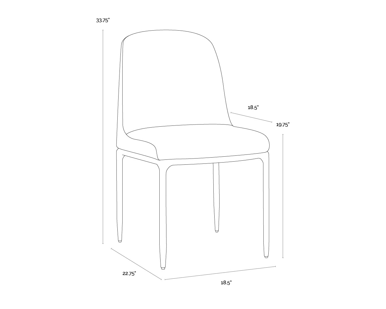 A wireframe image of the product with dimensions shown