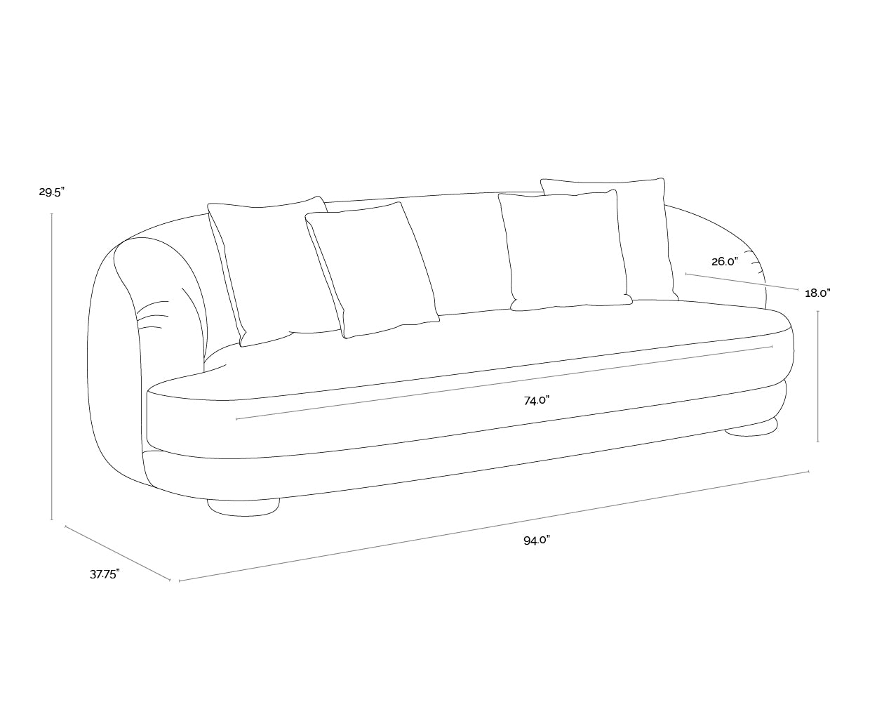 A wireframe image of the product with dimensions shown