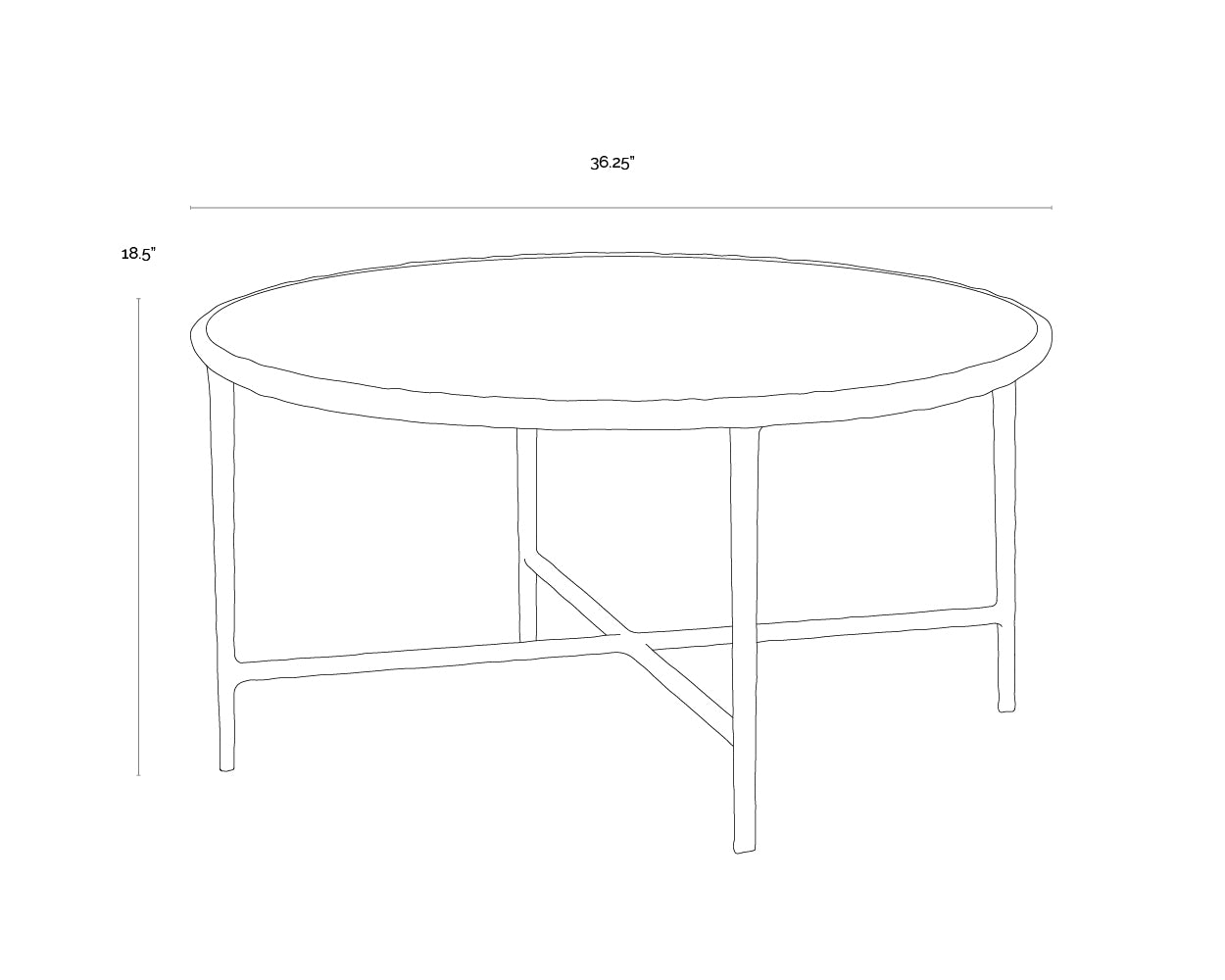 A wireframe image of the product with dimensions shown