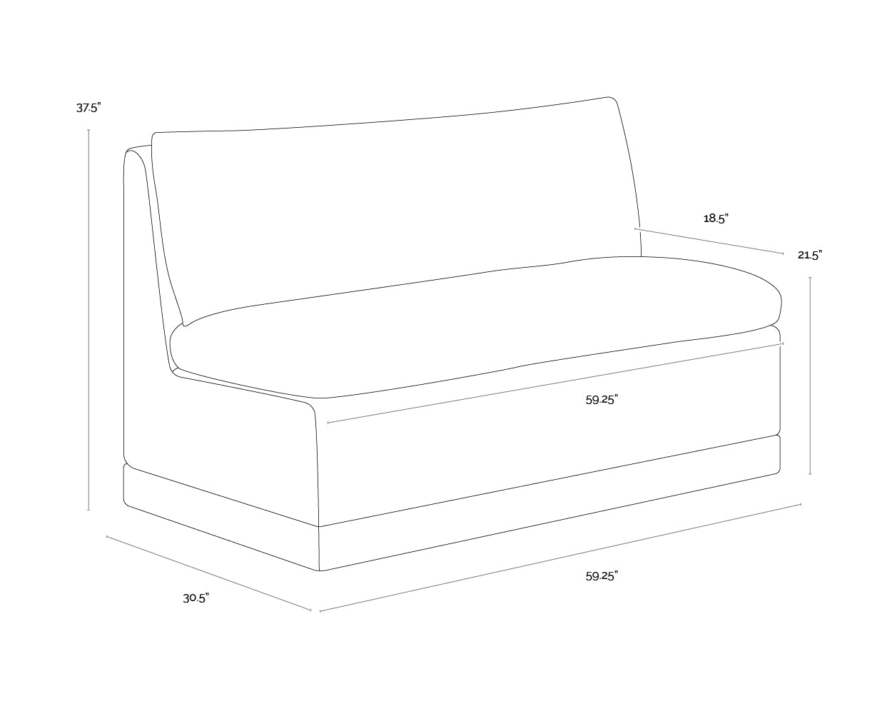 A wireframe image of the product with dimensions shown