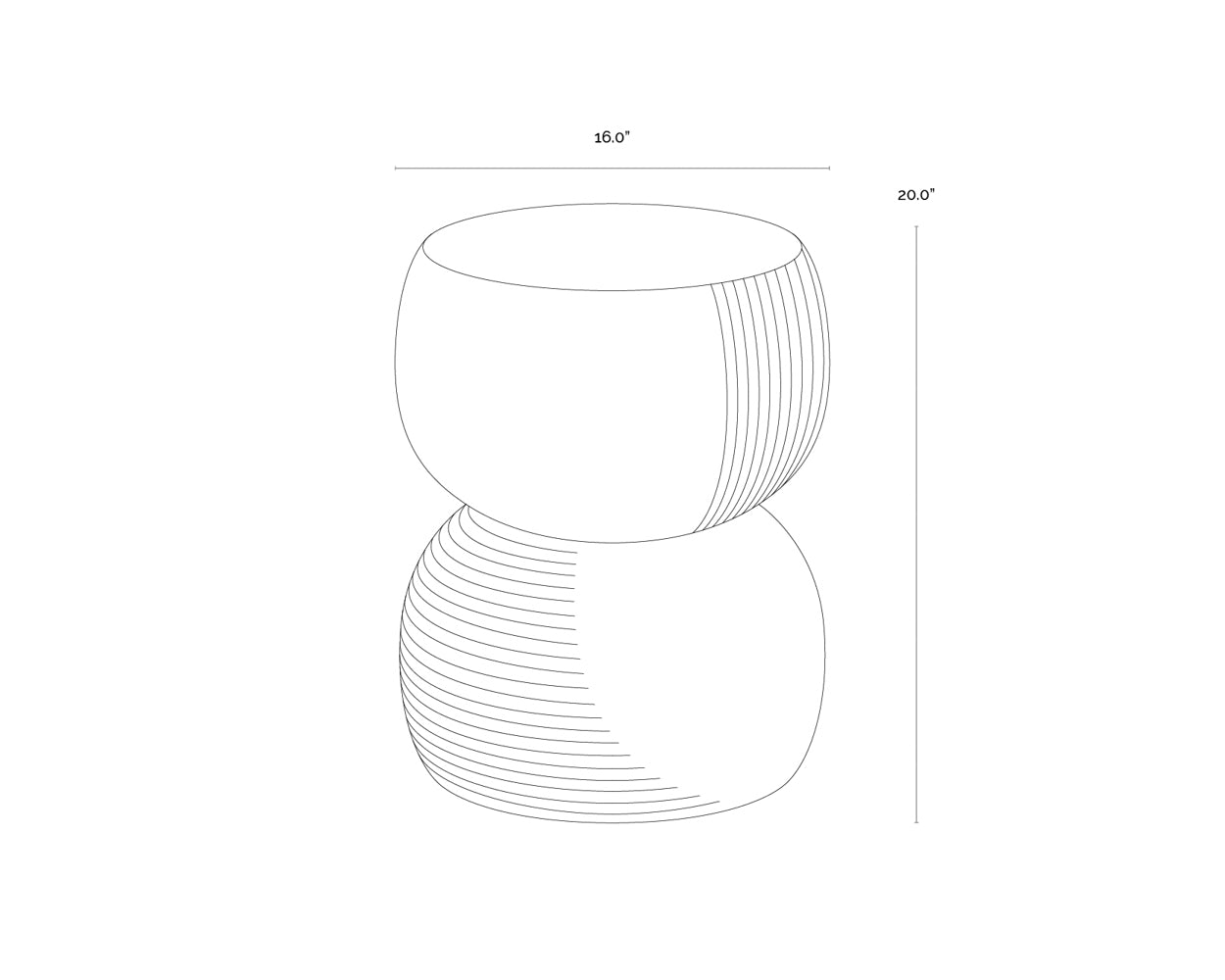 A wireframe image of the product with dimensions shown