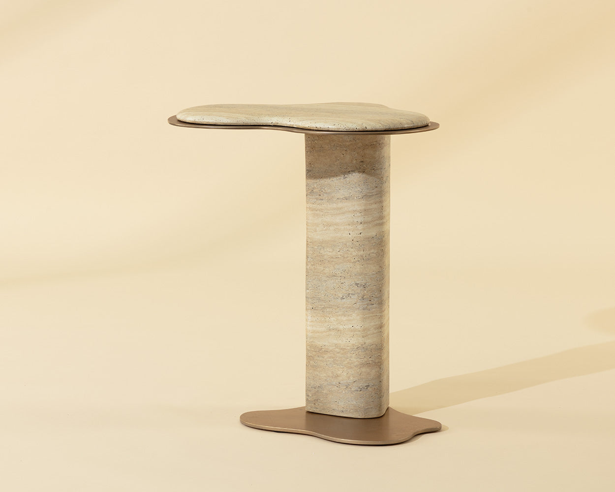 Isola End Table - Travertine Look
