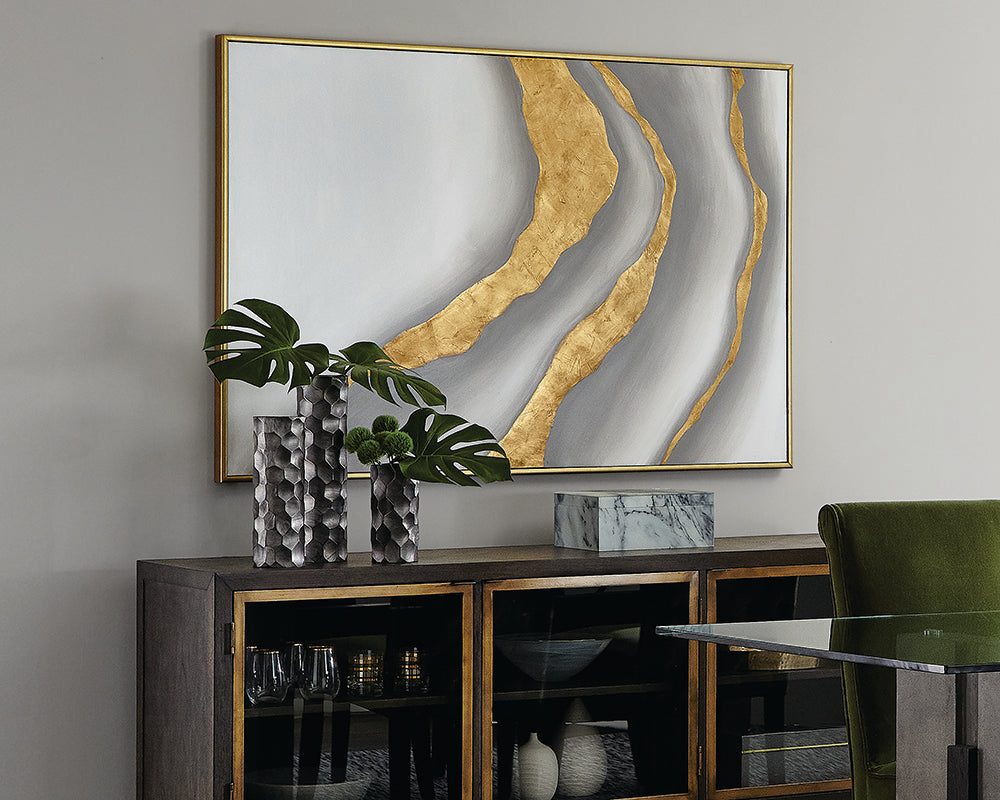 Gold Abyss (set Of 2) - 40" X 60" - Gold Floater Frame