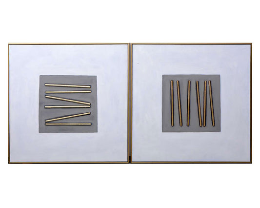 Pick Up Sticks (set Of 2) - 48" X 48" - Gold Floater Frame