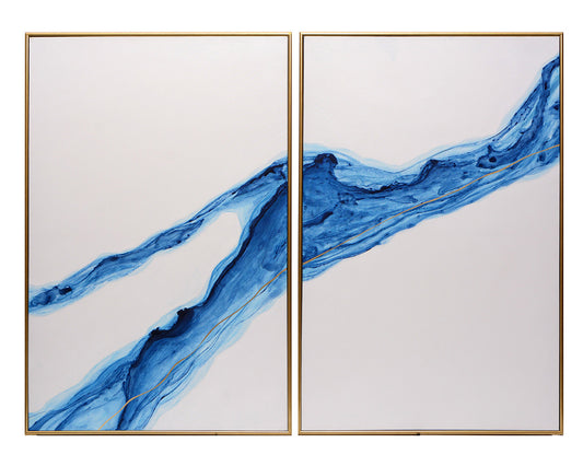 Fluidity (set Of 2) - 40" X 60" - Gold Floater Frame