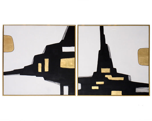 City Life (set Of 2) - 48" X 48" - Gold Floater Frame
