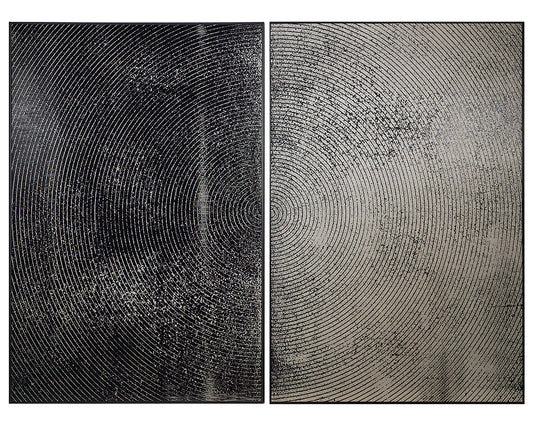 Opposites Attract (set Of 2) - 40" X 60" - Charcoal Floater Frame