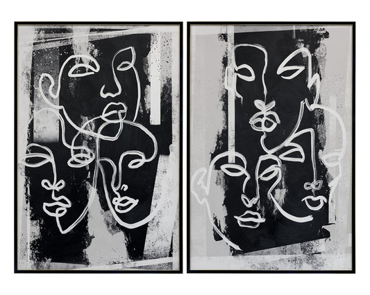 Face To Face (set Of 2) - 40" X 60" - Black Floate