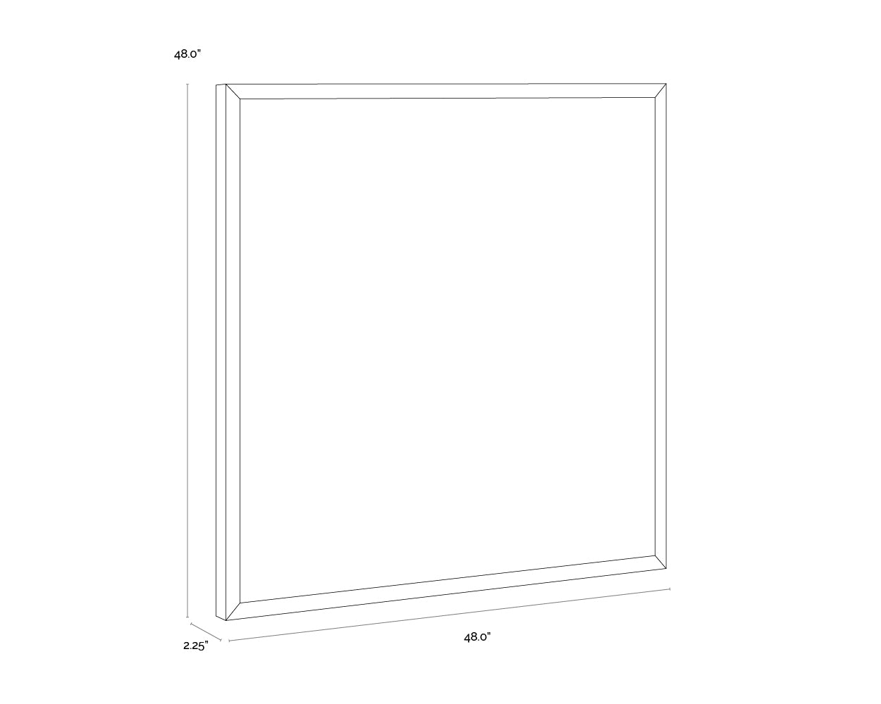 A wireframe image of the product with dimensions shown