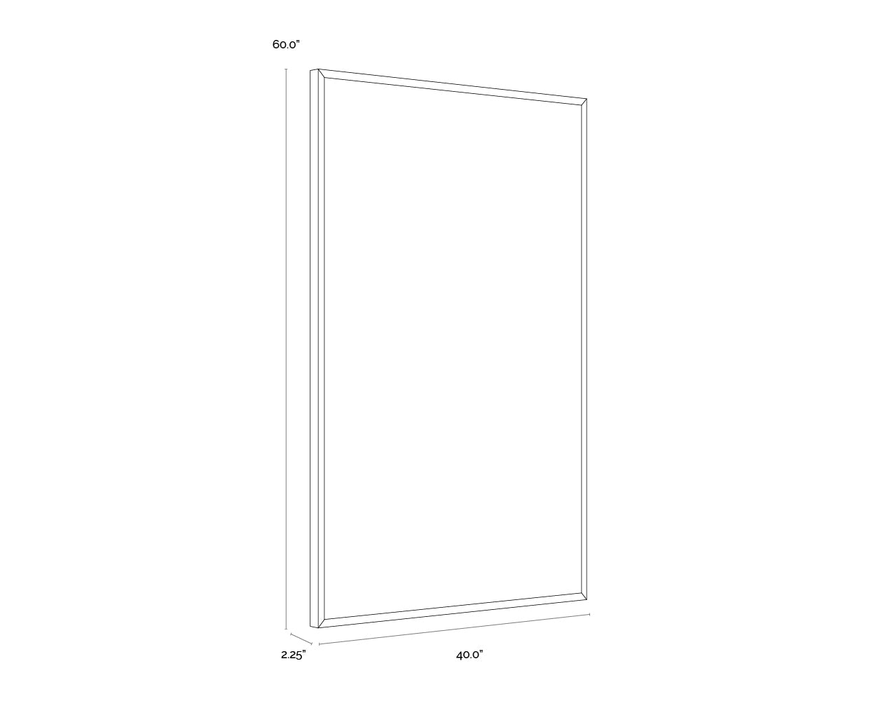 A wireframe image of the product with dimensions shown