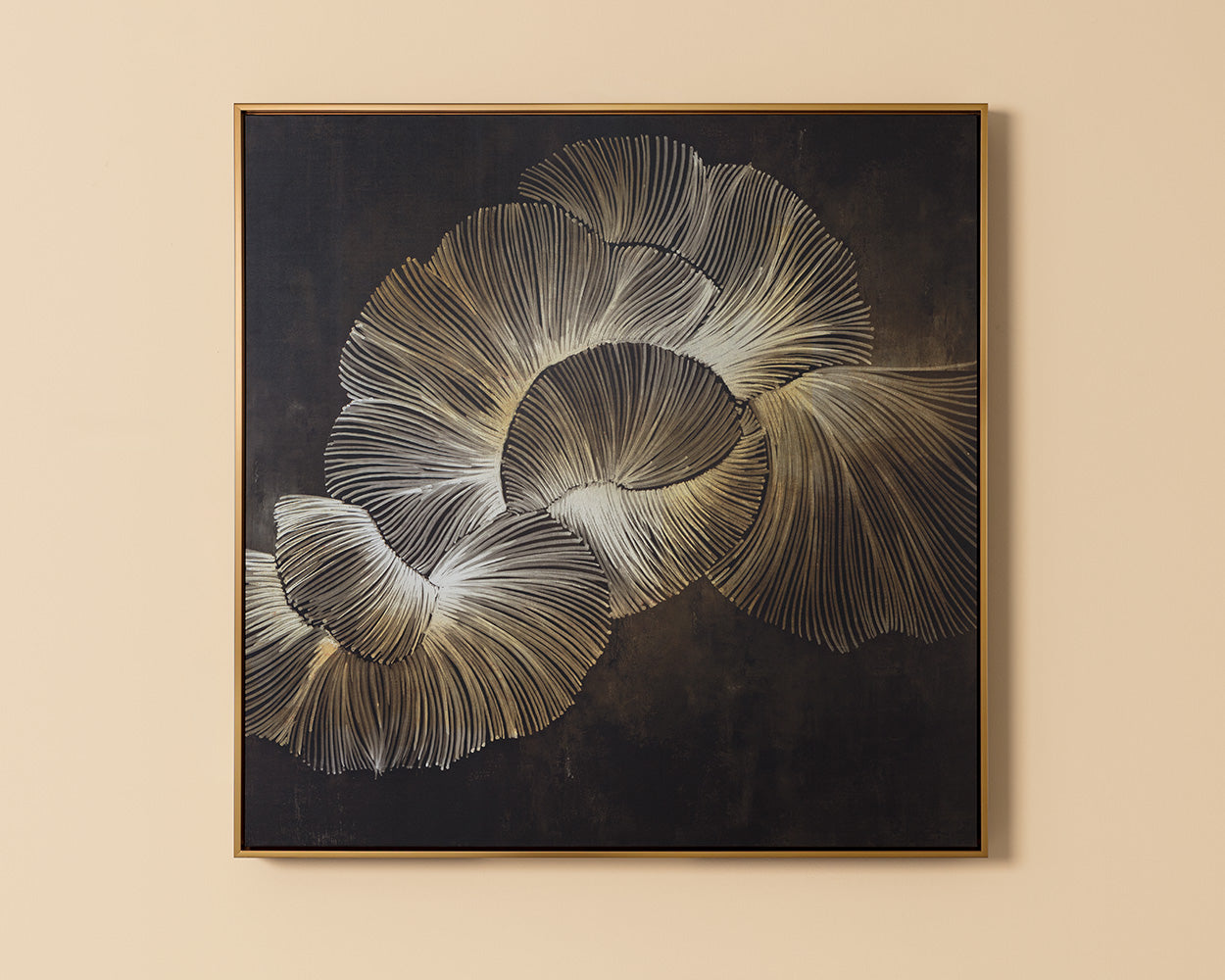 Moonflower - 60" X 60" - Satin Gold Floater Frame