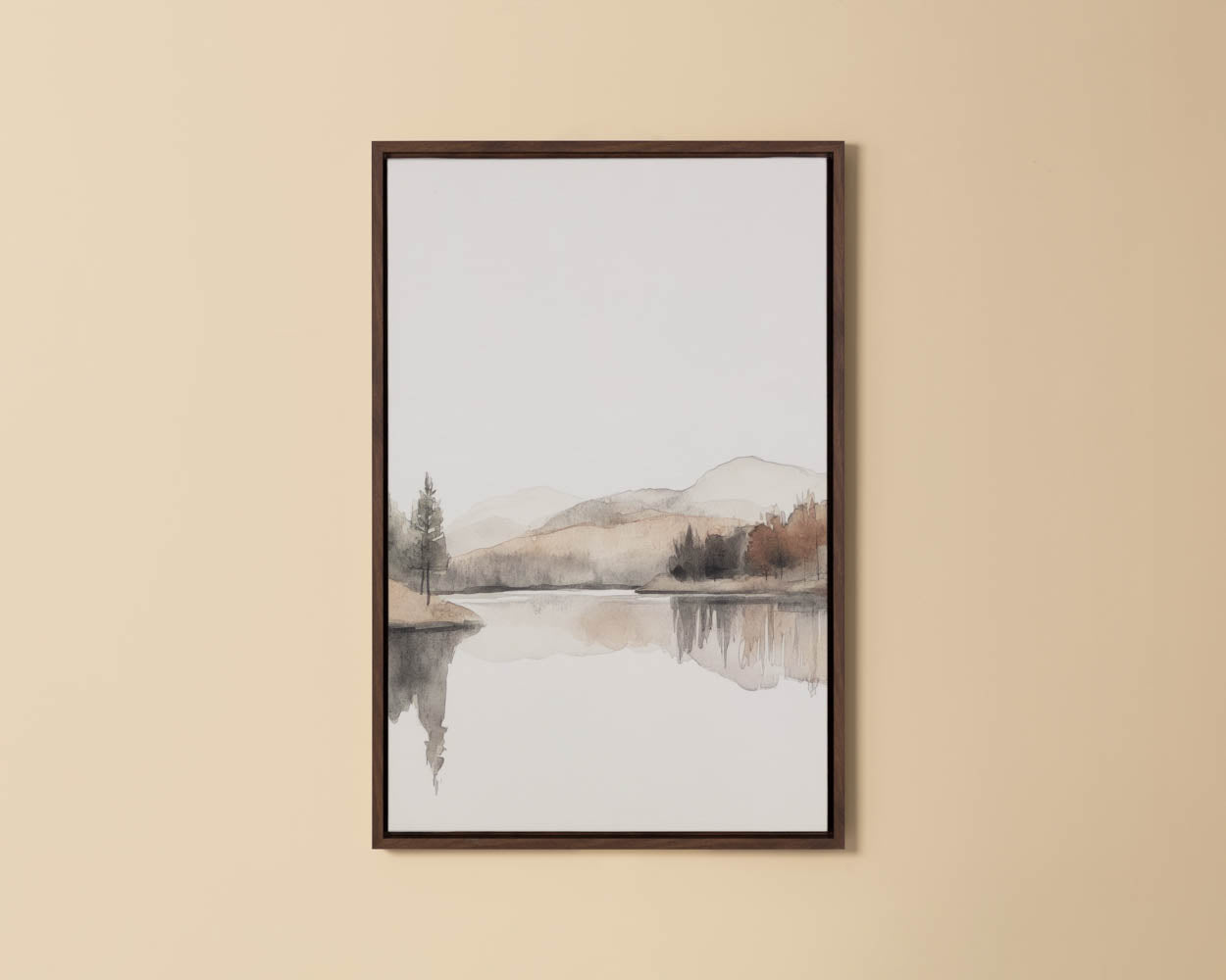 Silent Lake I - 20" X 30" - Brown Floater Frame