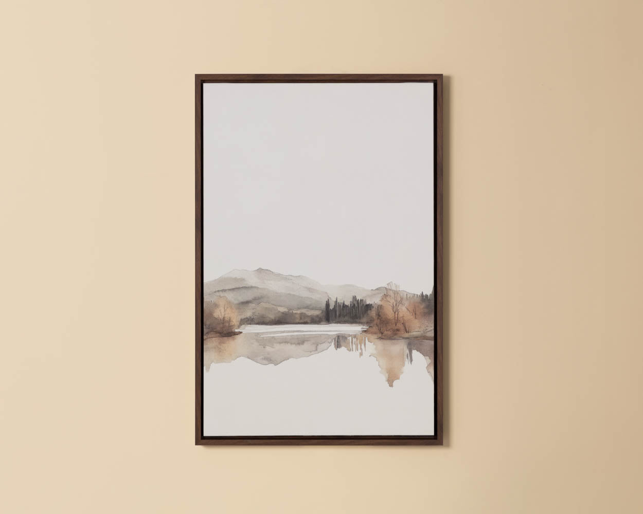 Silent Lake II - 20" X 30" - Brown Floater Frame