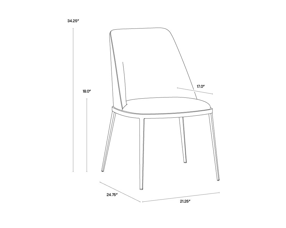 A wireframe image of the product with dimensions shown