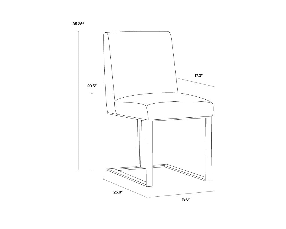 A wireframe image of the product with dimensions shown