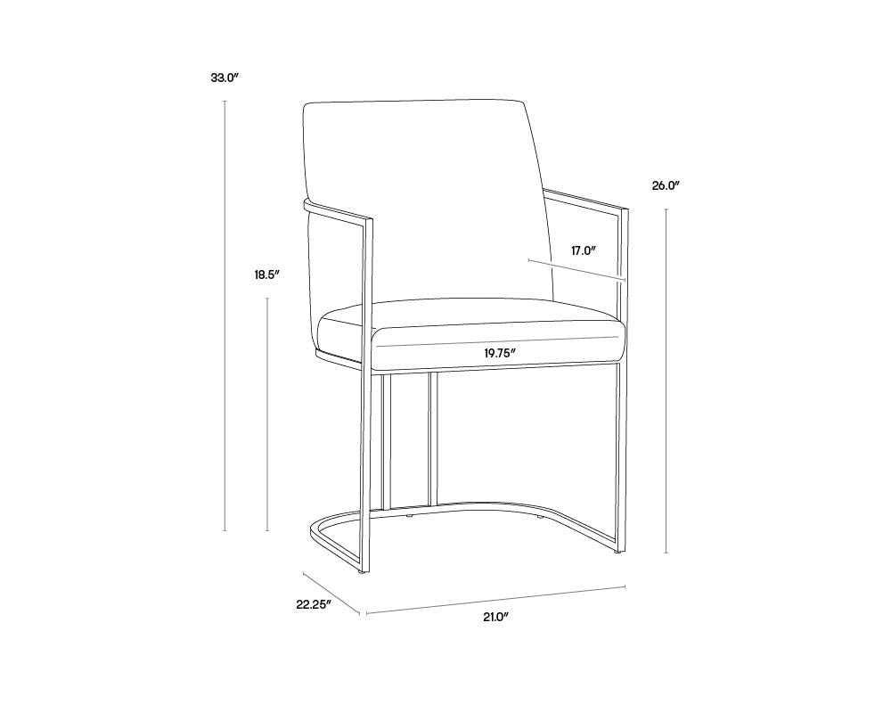 A wireframe image of the product with dimensions shown