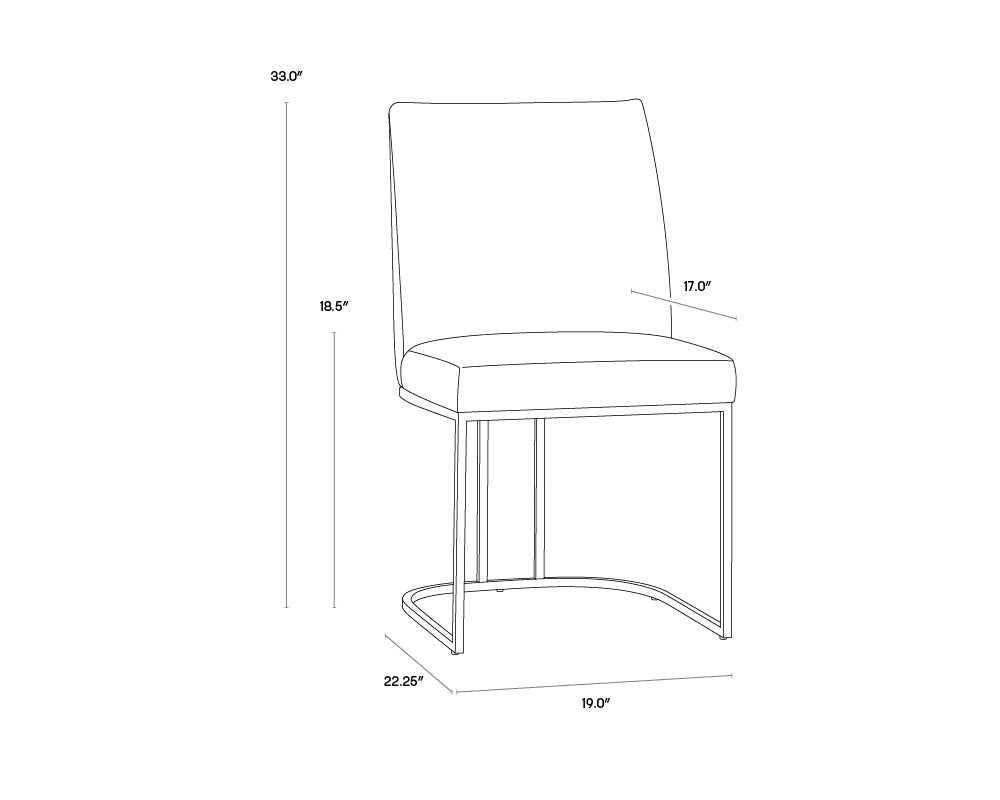 A wireframe image of the product with dimensions shown