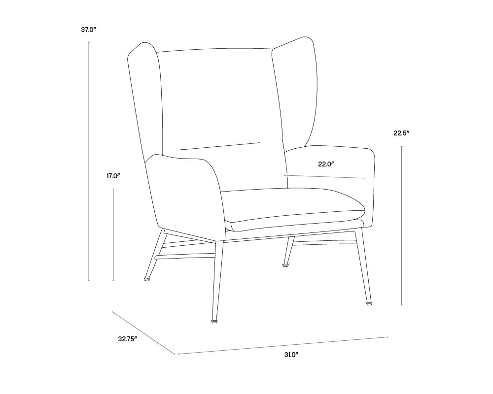 A wireframe image of the product with dimensions shown