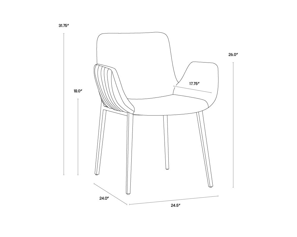 A wireframe image of the product with dimensions shown