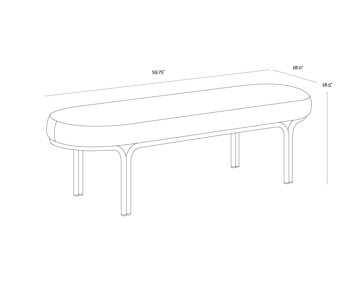 A wireframe image of the product with dimensions shown