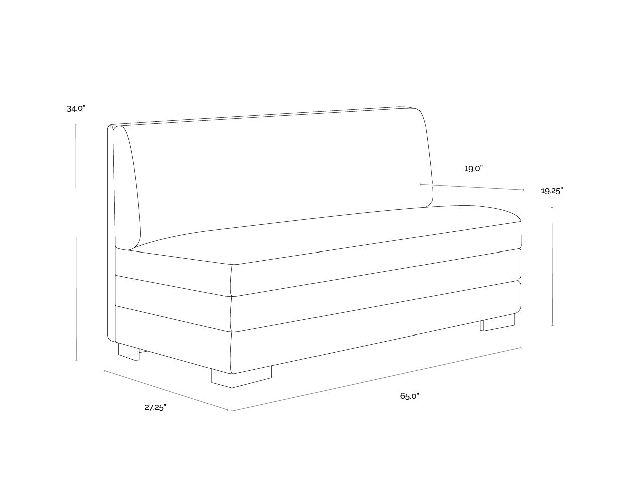 A wireframe image of the product with dimensions shown
