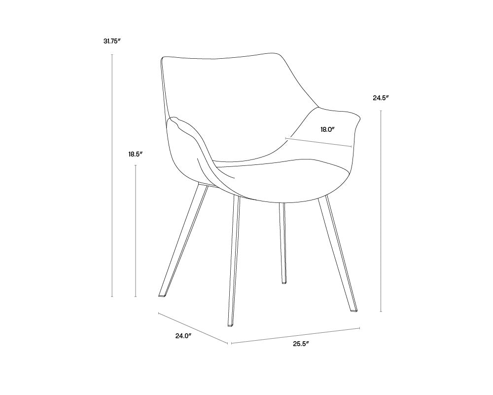 A wireframe image of the product with dimensions shown