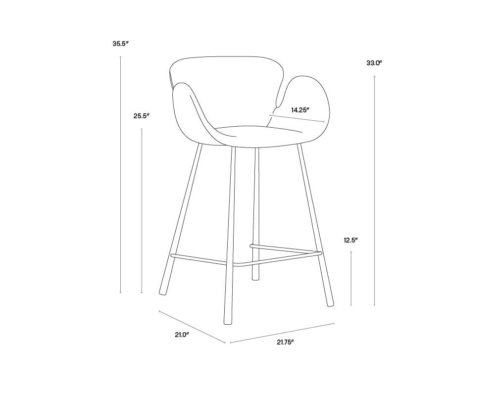 A wireframe image of the product with dimensions shown