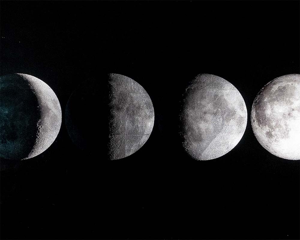 Moon Phases - 72" X 30" - Charcoal Frame